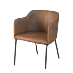 Poltrona Helena Material Sintetico cor Conhaque e Base Aço Carbono cor Preto - SOB ENCOMENDA