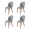 Jogo de (4) Cadeiras para Sala de Jantar com Base Pés de Madeira e Tecido Toque Soft cor Cinza Fendi - SOB ENCOMENDA