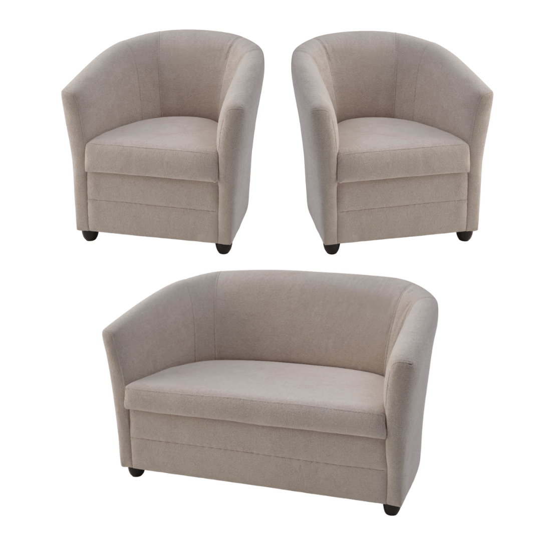 Jogo de (1) Sofá e (2) Poltronas Modelo Mira para Quarto, Sala de TV ou Sala de Estar com Tecido (CORES) - SOB ENCOMENDA