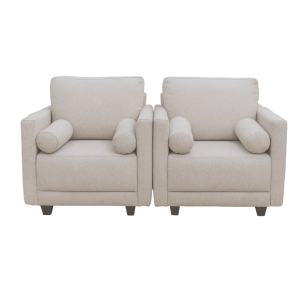 Jogo de (2) Poltronas Estilo Living Modelo Piemonte com braço fino em Tecido Soft cor Cinza Clarinho - PRONTA ENTREGA